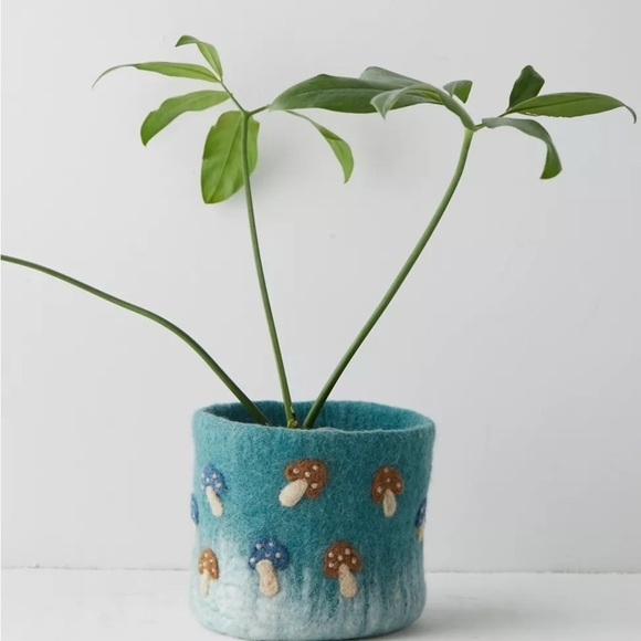 UO Mushroom Felted Planter Cover, Green, NWT - Picture 1 of 10